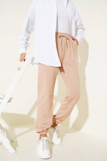 Bel Ve Bilek Lastikli Jogger Pantolon Camel - Yılın Fırsatı