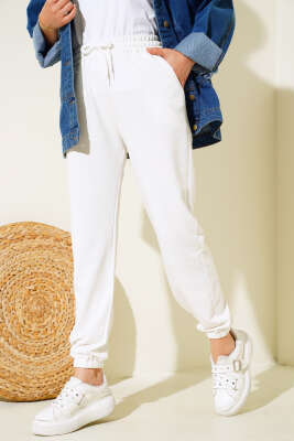 Bel Ve Bilek Lastikli Jogger Pantolon Ekru - 100-300 TL Ürünler