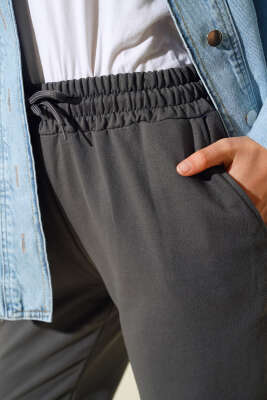 Bel Ve Bilek Lastikli Jogger Pantolon Füme - Yılın Fırsatı