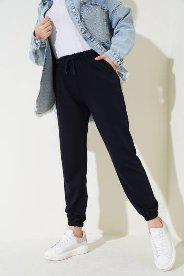 Bel Ve Bilek Lastikli Jogger Pantolon Lacivert - Pantolon