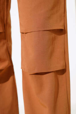 Bel Ve Paça Lastikli Paraşüt Pantolon Camel - Pantolon