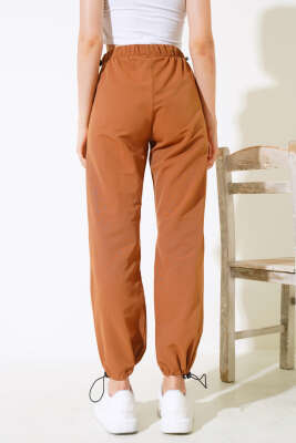 Bel Ve Paça Lastikli Paraşüt Pantolon Camel - Pantolon