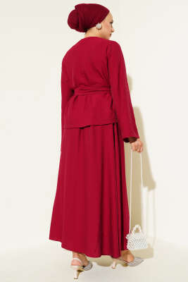 Belden Bağlamalı Etekli İkili Takım Bordo - 700-1000 TL Ürünler