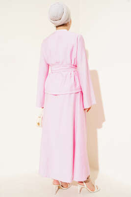 Belden Bağlamalı Etekli İkili Takım Pembe - 700-1000 TL Ürünler