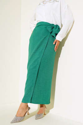 Belden Bağlamalı Keten Etek Yeşil 