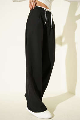 Beli Fermuarlı Garnili Pantolon Siyah - LUSTRİN