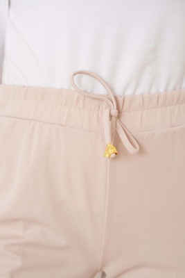 Beli İpli Dar Paça Bej Pantolon - Pantolon