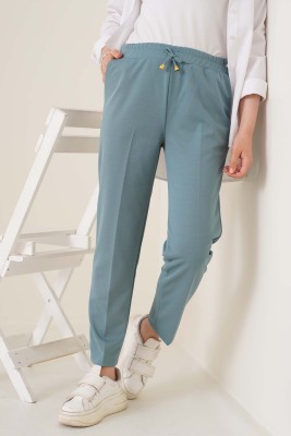 Beli İpli Dar Paça Çağla Yeşili Pantolon - Pantolon