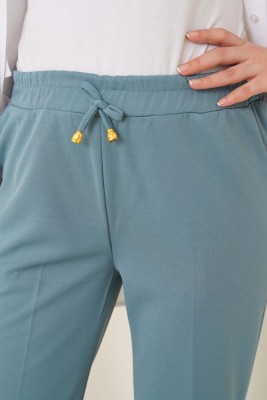 Beli İpli Dar Paça Çağla Yeşili Pantolon - Pantolon