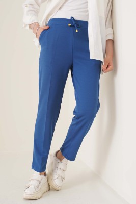 Beli İpli Dar Paça İndigo Pantolon - Pantolon