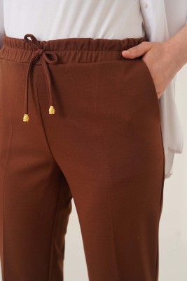 Beli İpli Dar Paça Kahve Pantolon - Pantolon