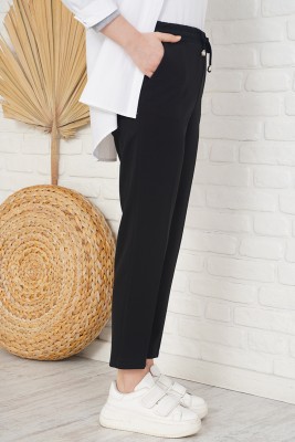 Beli İpli Dar Paça Siyah Pantolon - Pantolon