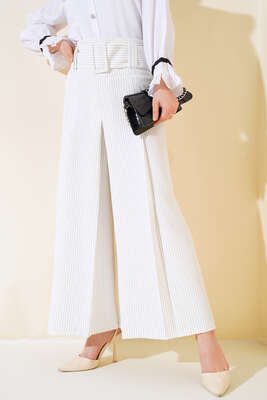 Beli Kemerli Ekru Pantolon Etek - ALİ AKKAYA