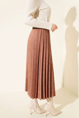 Beli Kemerli Lastikli Pileli Etek Kiremit - Etek