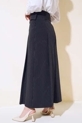 Beli Kemerli Siyah Pantolon Etek - Kumaş Pantolon