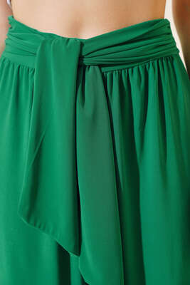 Beli Kuşaklı Salaş Pantolon Yeşil - Thumbnail