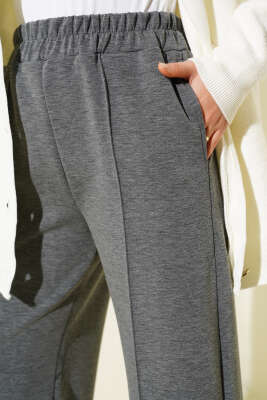 Beli Lastik Detaylı Çımalı Pantolon Füme - Pantolon