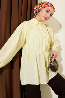 Beli Lastik Detaylı Gömlek Sarı - TABLO FASHİON