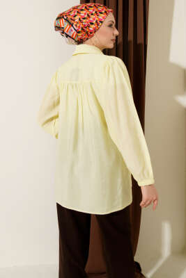 Beli Lastik Detaylı Gömlek Sarı - Gömlek