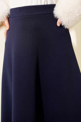 Beli Lastik Detaylı Kloş Scuba Etek Lacivert - Etek