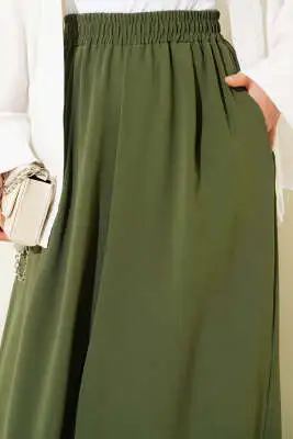Beli Lastik Detaylı Salaş Pantolon Haki - Pantolon