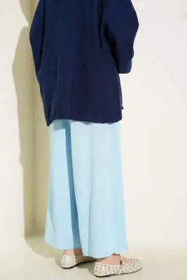 Beli Lastik Detaylı Salaş Pantolon Mavi - Pantolon