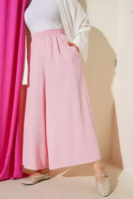 Beli Lastik Detaylı Salaş Pantolon Pembe 
