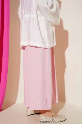 Beli Lastik Detaylı Salaş Pantolon Pembe - Pantolon