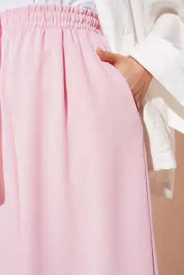 Beli Lastik Detaylı Salaş Pantolon Pembe - Pantolon