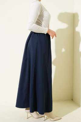 Beli Lastikli Basic Kloş Etek Lacivert - Etek