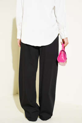 Beli Lastikli Basic Palazzo Pantolon Siyah - Pantolon