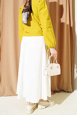 Beli Lastikli Basic Saten Etek Beyaz - Etek