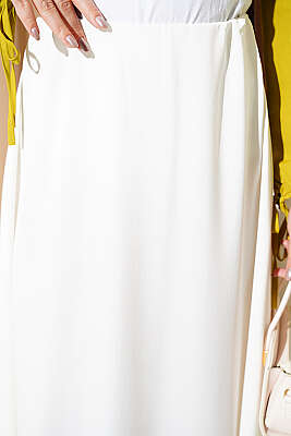 Beli Lastikli Basic Saten Etek Beyaz - Etek