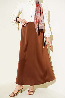 Beli Lastikli Basic Saten Etek Kahve - TABLO FASHİON