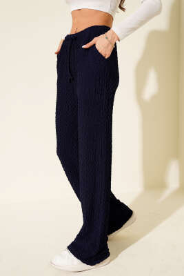 Beli Lastikli Bürümcük Pantolon Lacivert - CALİENTE