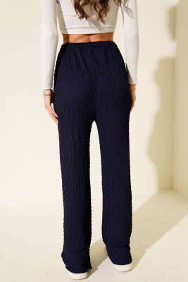 Beli Lastikli Bürümcük Pantolon Lacivert - Kadın Giyim Modelleri