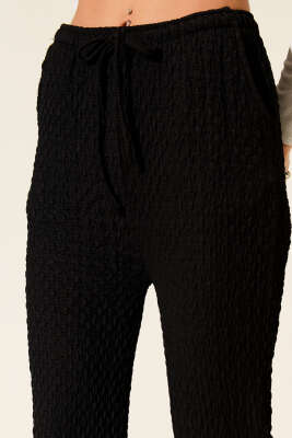Beli Lastikli Bürümcük Pantolon Siyah - Kadın Giyim Modelleri