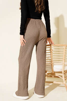 Beli Lastikli Bürümcük Pantolon Vizon - Kadın Giyim Modelleri