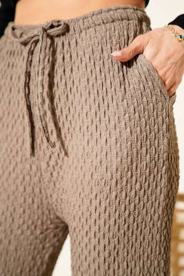 Beli Lastikli Bürümcük Pantolon Vizon - Kadın Giyim Modelleri