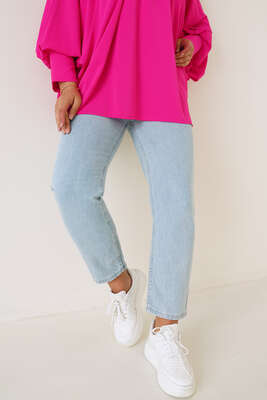 Beli Lastikli Büyük Beden Jean Pantolon Açık Mavi - Kot Pantolon