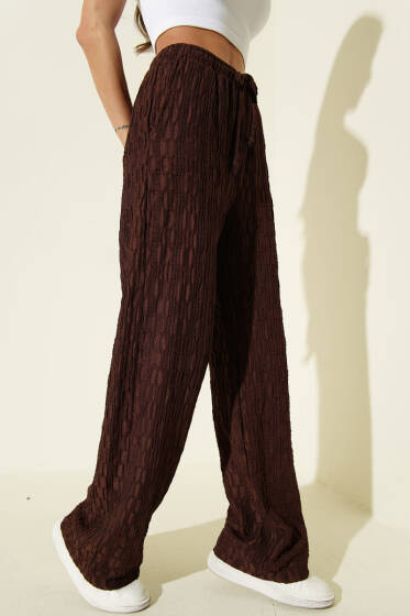 Beli Lastikli Büzgülü Pantolon Beyaz - Kadın Giyim Modelleri