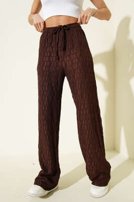 Beli Lastikli Büzgülü Pantolon Beyaz - Kadın Giyim Modelleri