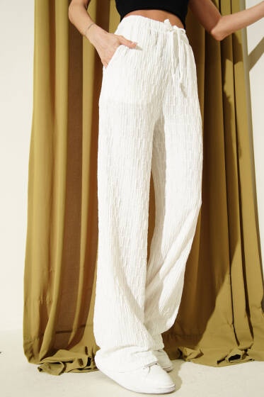 Beli Lastikli Büzgülü Pantolon Kahve - Kadın Giyim Modelleri