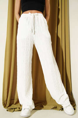 Beli Lastikli Büzgülü Pantolon Kahve - Kadın Giyim Modelleri