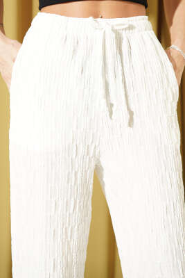 Beli Lastikli Büzgülü Pantolon Kahve - Kadın Giyim Modelleri