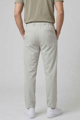 Beli Lastikli Cepli Erkek Pantolon Gri - Erkek Pantolon