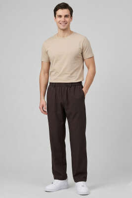 Beli Lastikli Cepli Erkek Pantolon Kahve - Erkek Pantolon