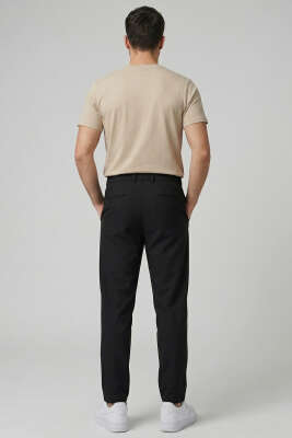 Beli Lastikli Cepli Erkek Pantolon Siyah - Erkek Pantolon