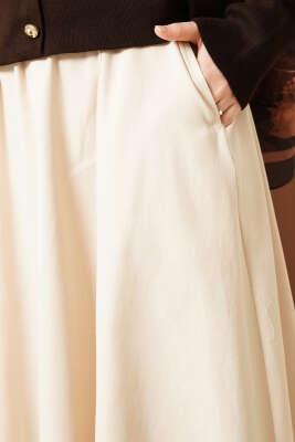 Beli Lastikli Cepli Gabardin Etek Bej - Etek