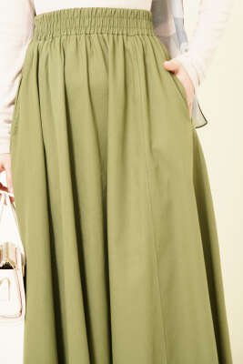 Beli Lastikli Cepli Gabardin Etek Çağla Yeşili - 500-700 TL Ürünler